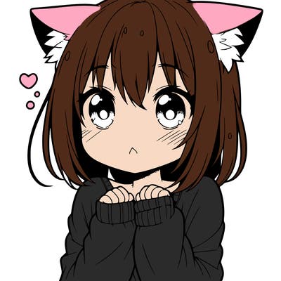 shy anime catgirl