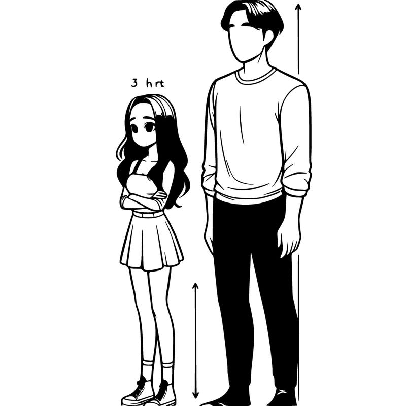 realistic short girl and tall guy couple