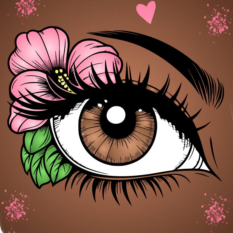 realistic eye with flower
