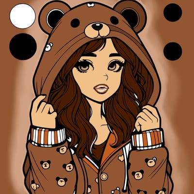 realistic girl in a animal pjs hoodie