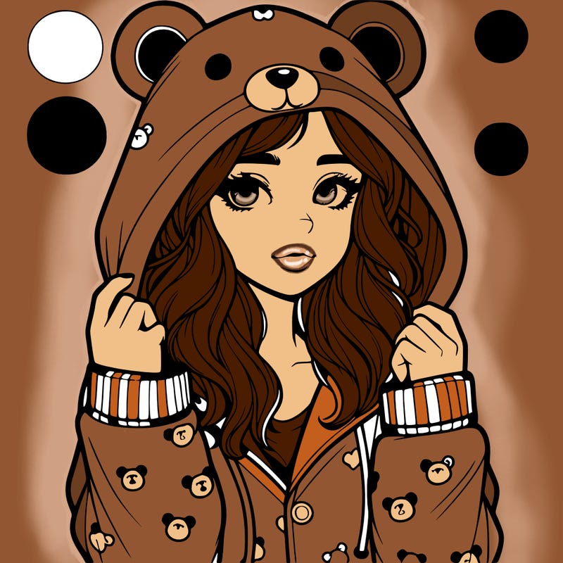realistic girl in a animal pjs hoodie