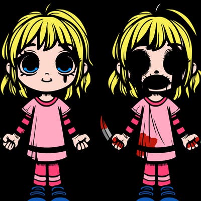 girl scary with knife