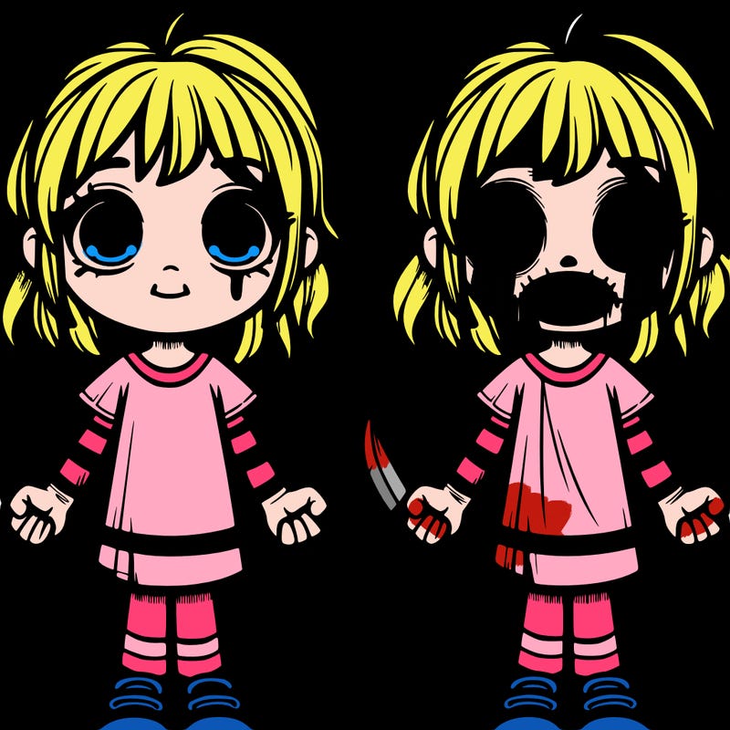 girl scary with knife