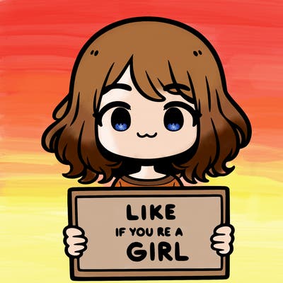 a cute girl holding a sign that says like if you’re a girl