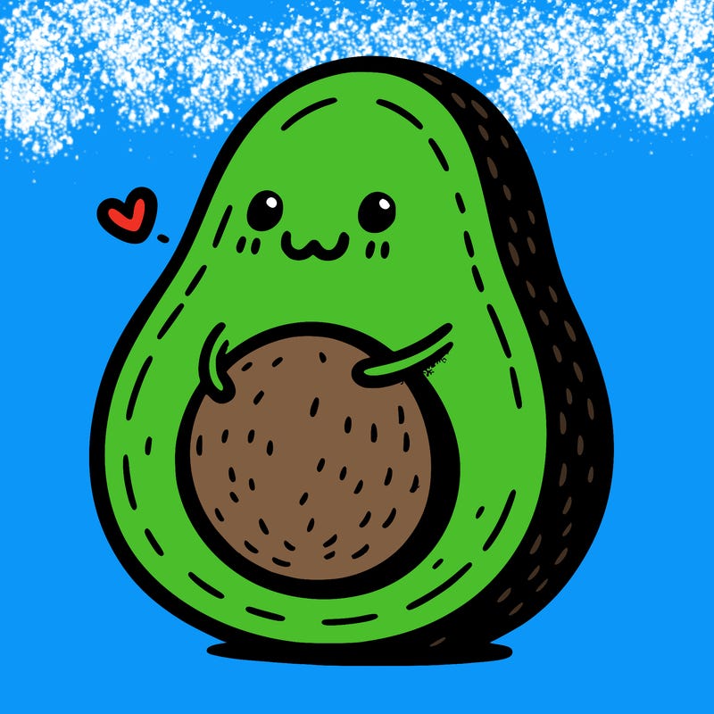 an avocado hugging an avocado