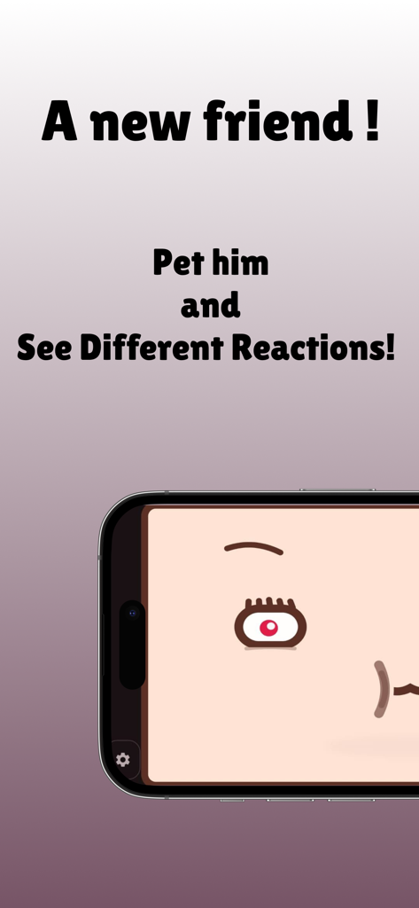 OuO virtual pet on a smartphone screen showing a cute facial expression and reaction.