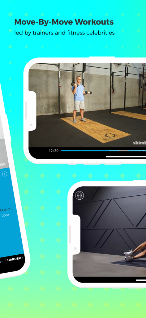 Demostraciones en video de ejercicios paso a paso dirigidos por entrenadores expertos en la aplicación Entrenador de Ejercicios IA