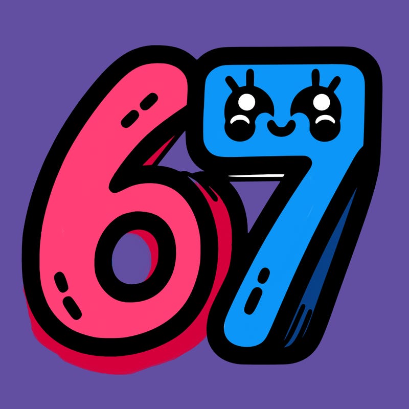 the numbers 67