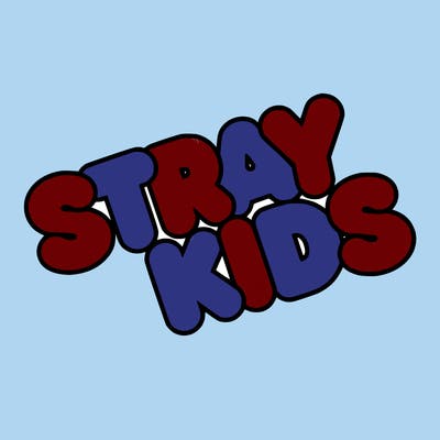 bubble letters saying stray kids