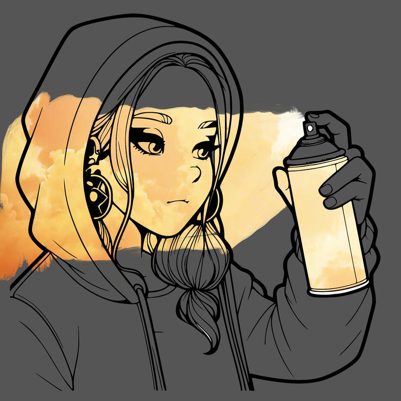a realistic girl, spray painting