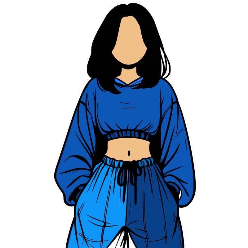 realistic girl faceless with baggy pants and a crop top