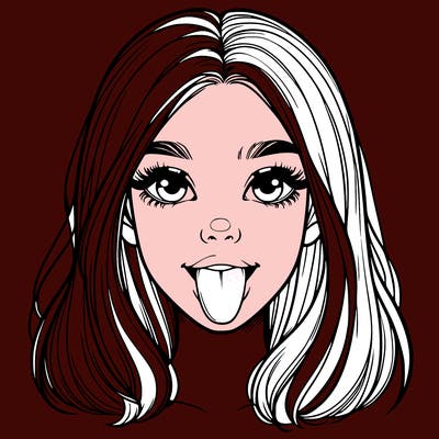 realistic girl with her tongue out