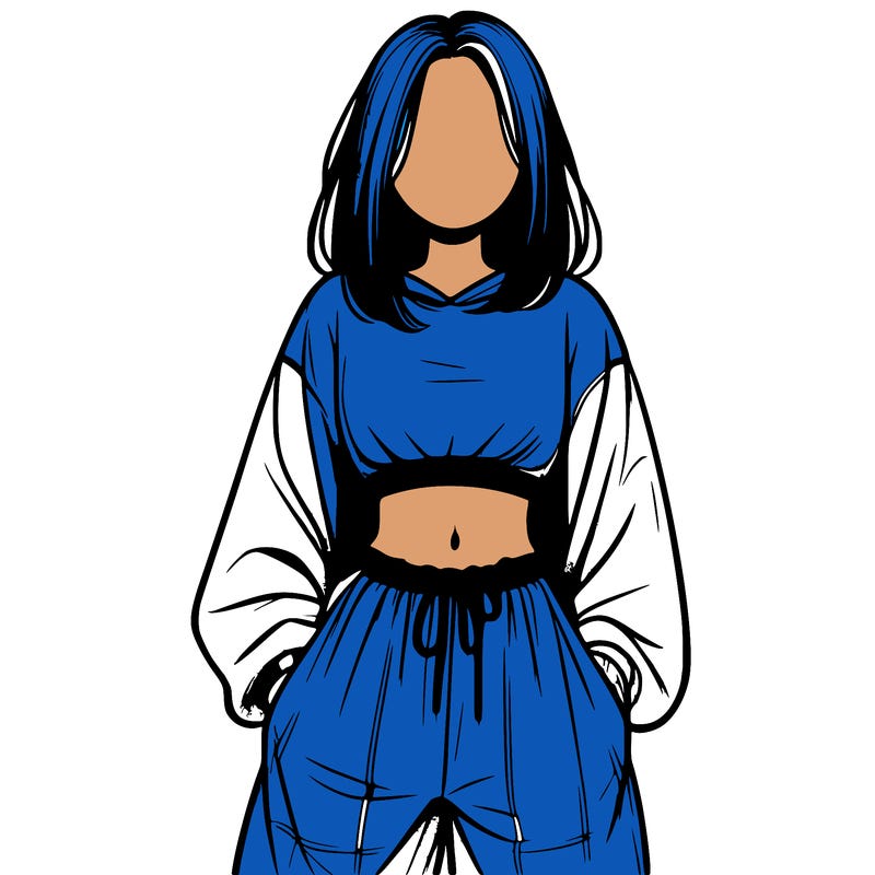 realistic girl faceless with baggy pants and a crop top