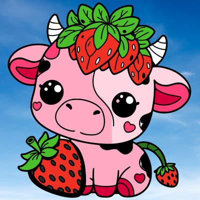 cute strawberry cow