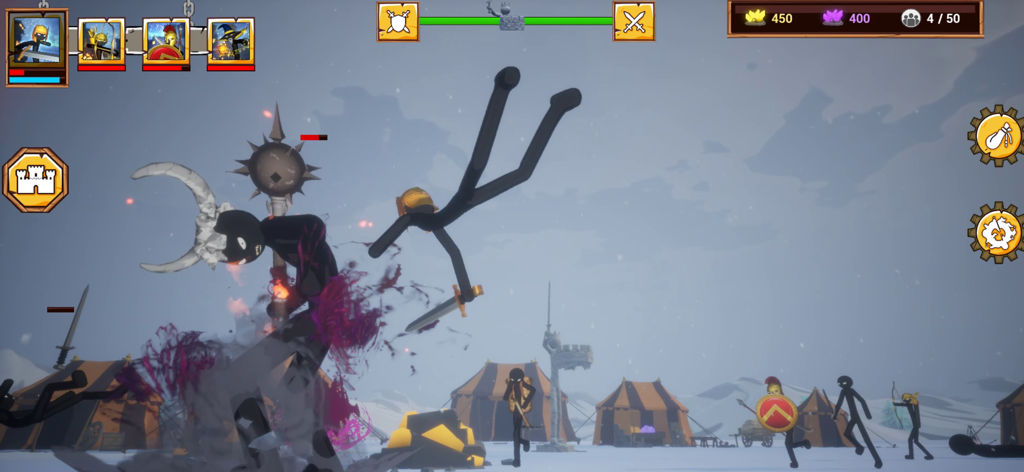 Stickman warriors in a strategic combat scene from Stick Infinite Kingdom