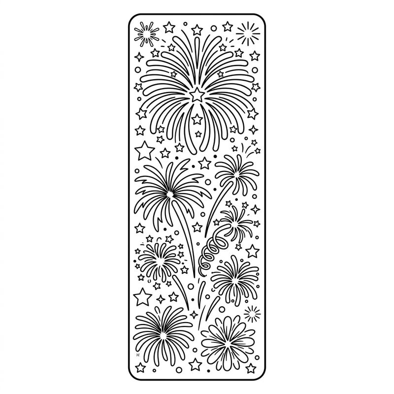 Ignite creativity with this festive fireworks bookmark coloring page, designed especially for kids. Filled with exciting bursts and stars, it's perfect for marking their place in any adventure.