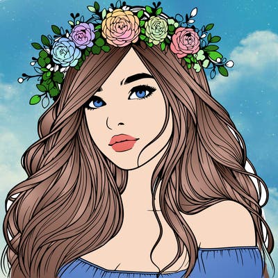 realistic girl with flower crown