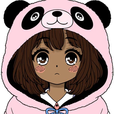 a girl in a panda hood