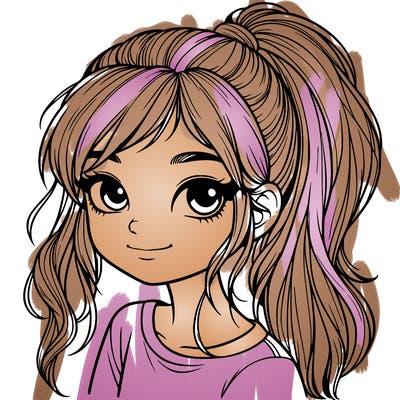 realistic girl with ponytail