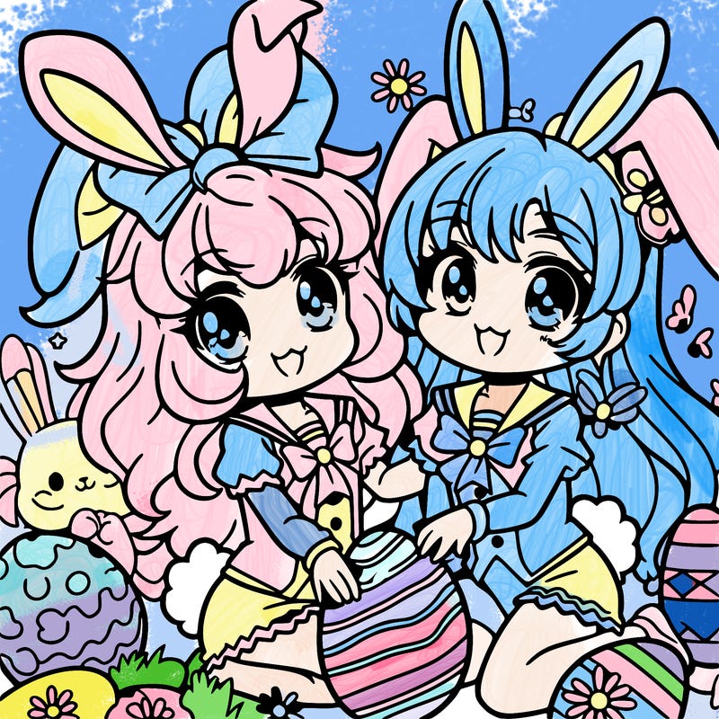 2 easter bunny sisters anime