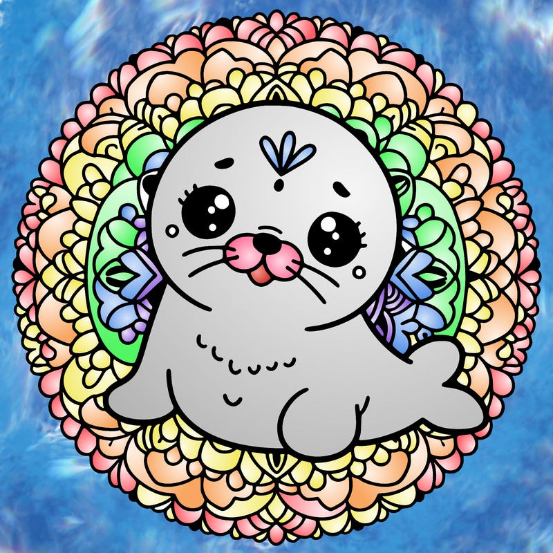 a cute baby seal mandala