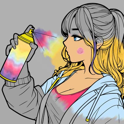 a realistic girl spray, painting