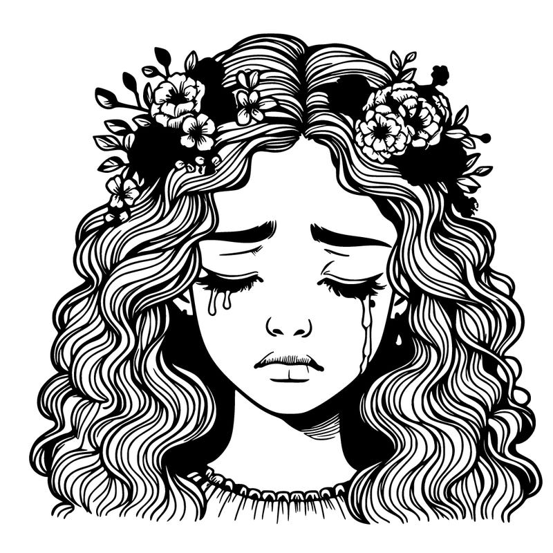 beautiful crying girl realistic