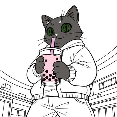 boba tea cat