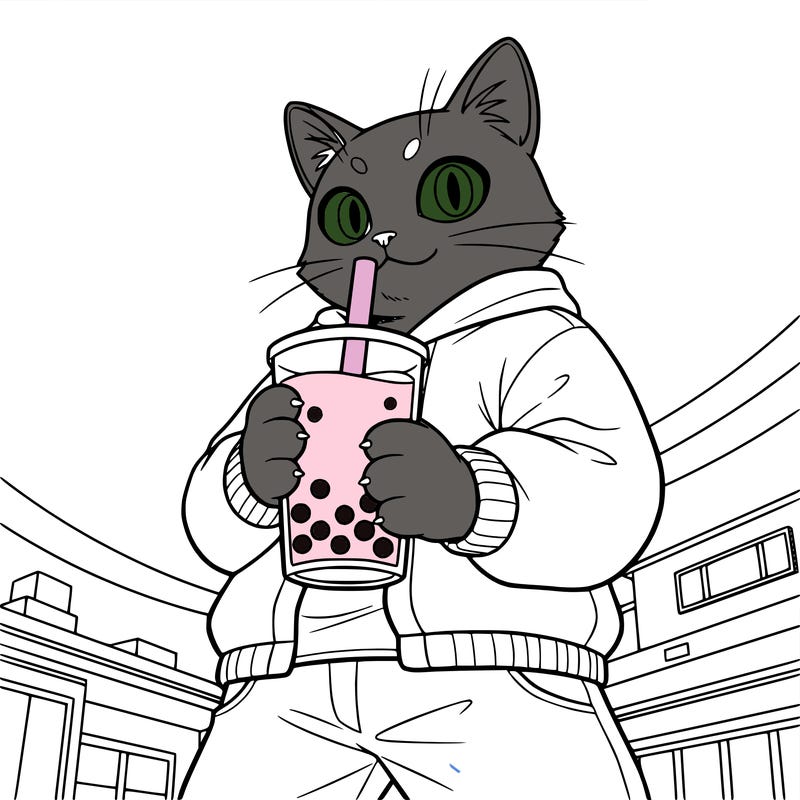 boba tea cat