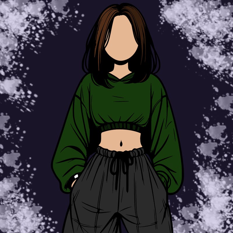 realistic girl faceless with baggy pants and a crop top