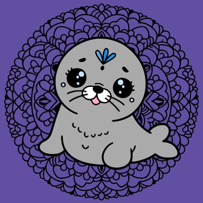 a cute baby seal mandala
