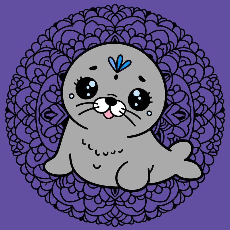 a cute baby seal mandala
