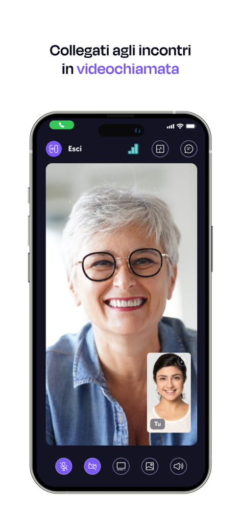 Serenis: psicoterapia online - Uno smartphone che mostra una sessione di terapia video online in corso nell'app Serenis.
