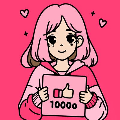 a girl with a sign saying 1000 likes