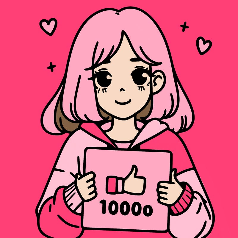 a girl with a sign saying 1000 likes