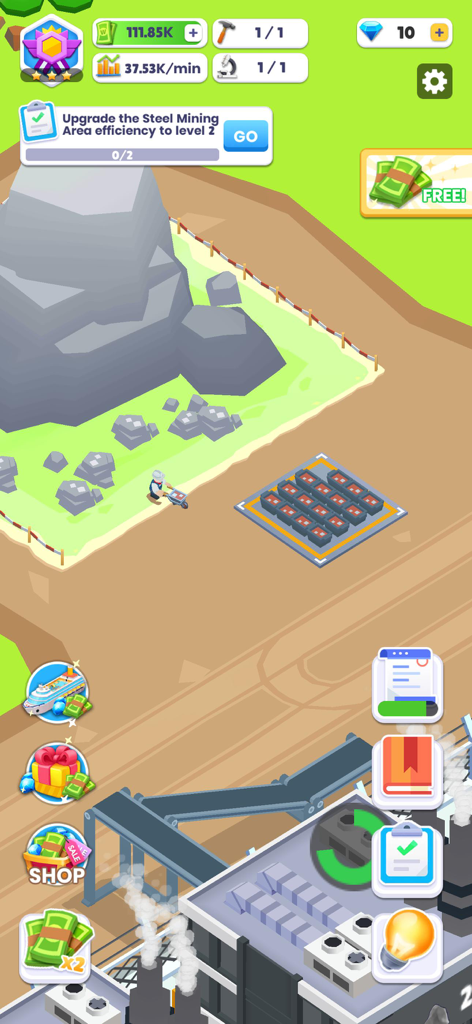 Ship Factory Tycoon - Ship Factory Tycoon gameplay showing shipyard management and worker tasks