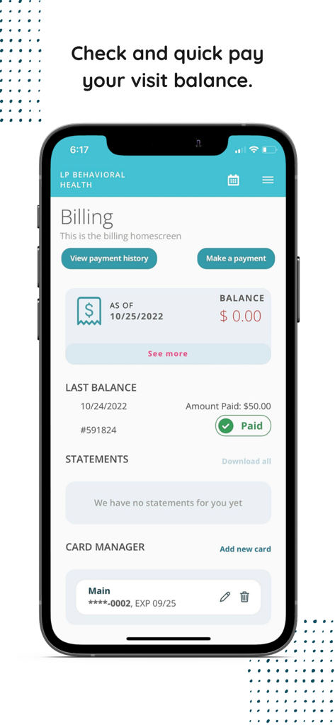 MYIO - 支払い履歴と現在の残高を表示するMYIOアプリの請求インターフェース