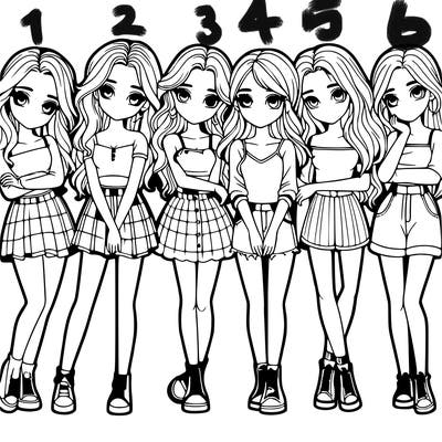 a group of girls realistic