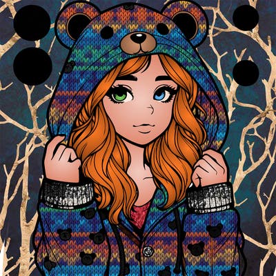 realistic girl in a animal pjs hoodie