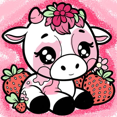 strawberry cows, cute