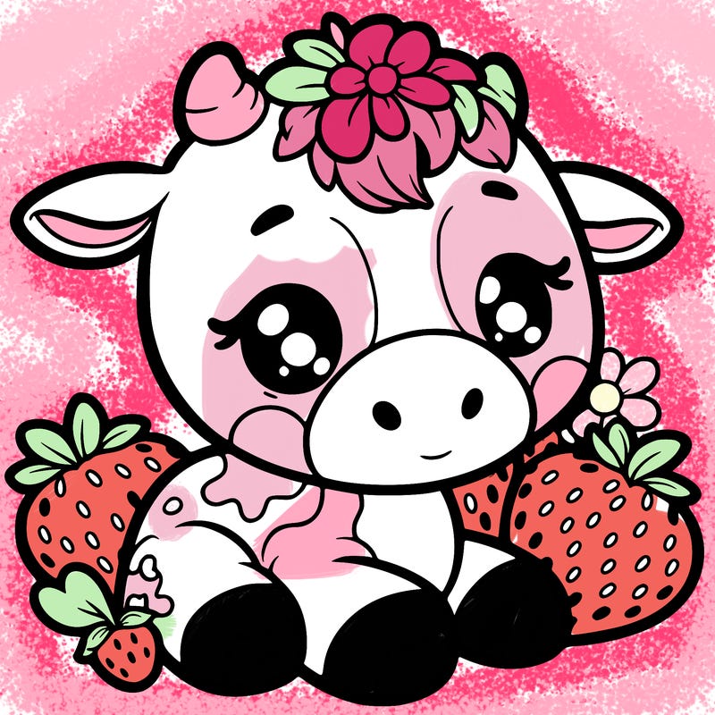 strawberry cows, cute