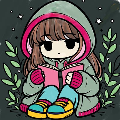 girl in oversized hoodie reading a book