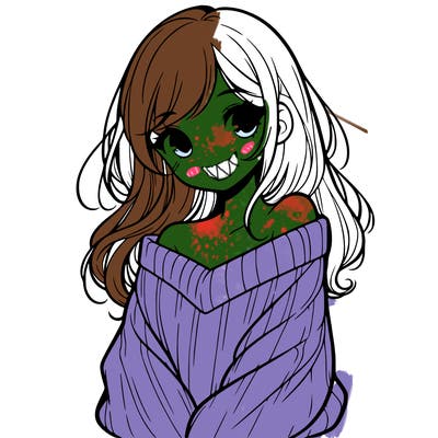 shy pretty girl wearing a sweater that is falling off one shoulder portrait