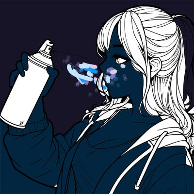 a realistic girl spray, painting