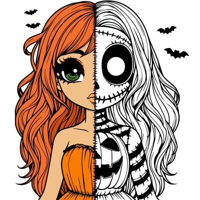 realistic girl halloween split