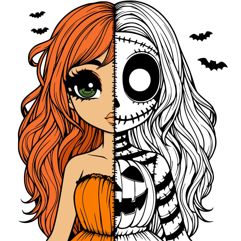 realistic girl halloween split