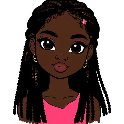 a realistic black girl with braids