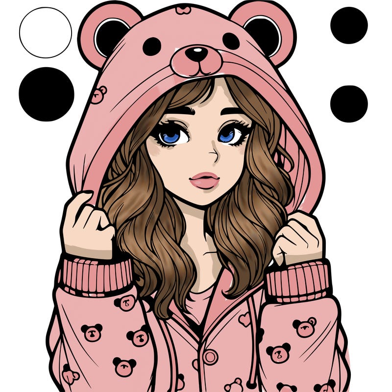 realistic girl in a animal pjs hoodie