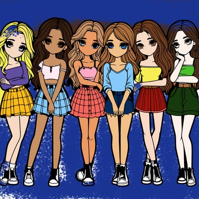 a group of girls realistic
