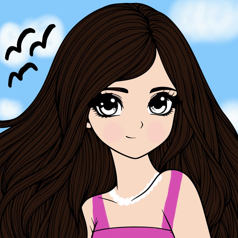realistic girl pretty long hair